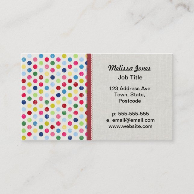 Rainbow polka dots business card (Front)