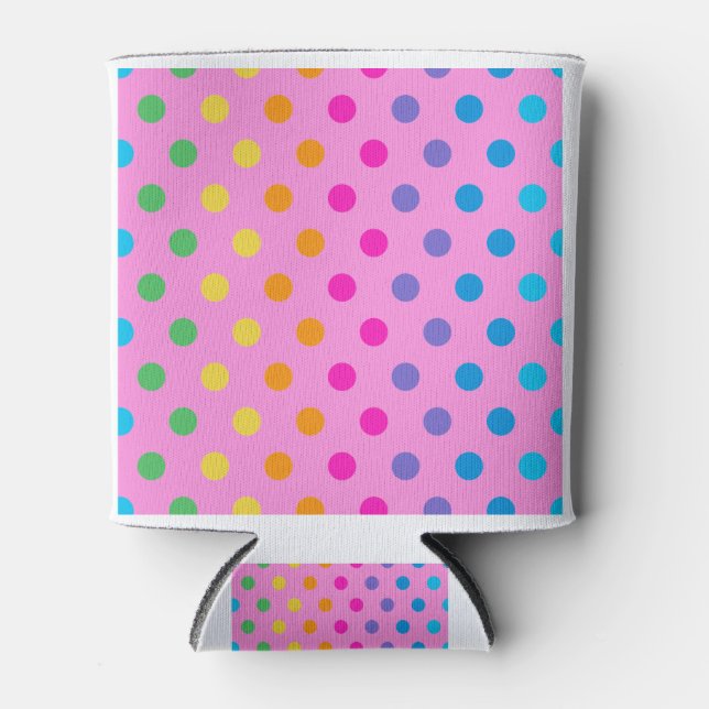 rainbow polka dots can cooler (Front)