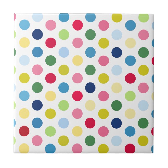 Rainbow polka dots ceramic tile (Front)