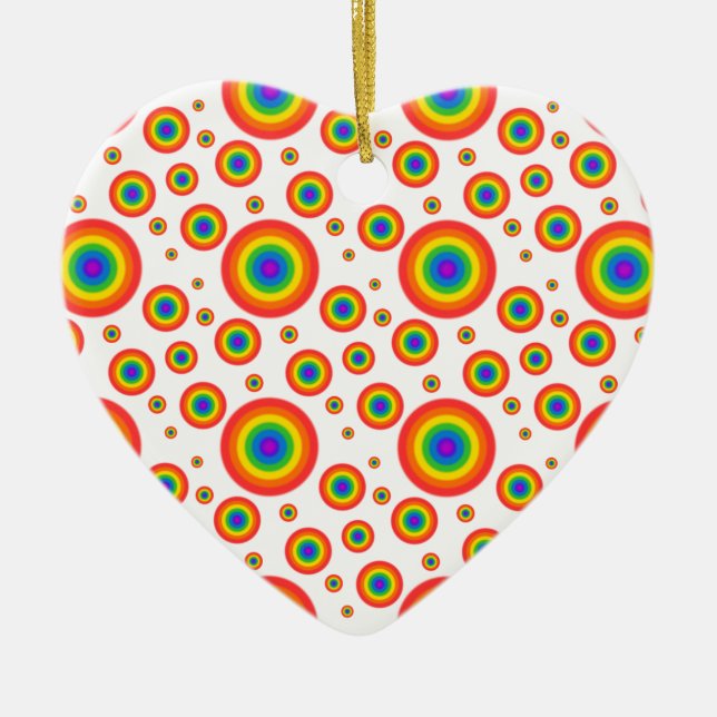 Rainbow Polka Dots Ceramic Tree Decoration (Front)