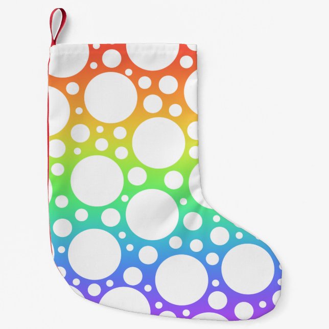 Rainbow Polka Dots Christmas Stocking (Front)