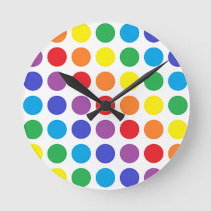 Rainbow Polka Dots Clock