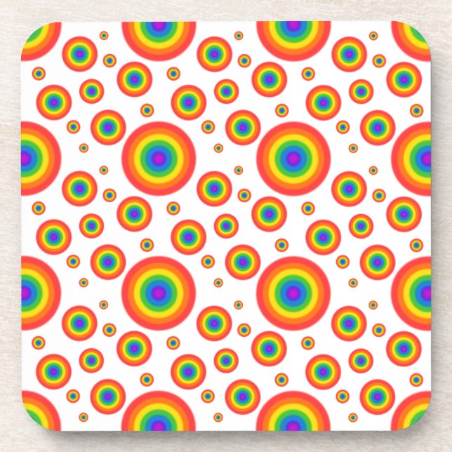 Rainbow Polka Dots Coaster (Front)