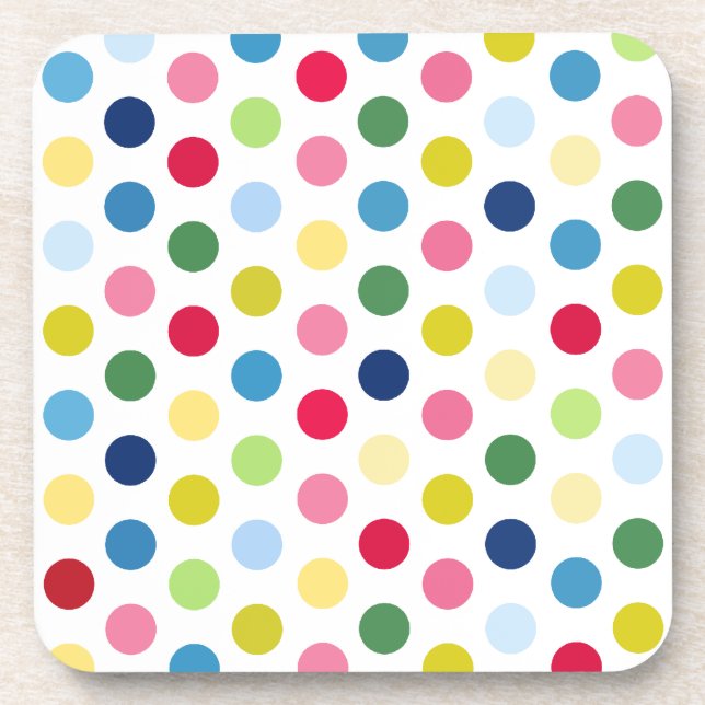 Rainbow polka dots coaster (Front)