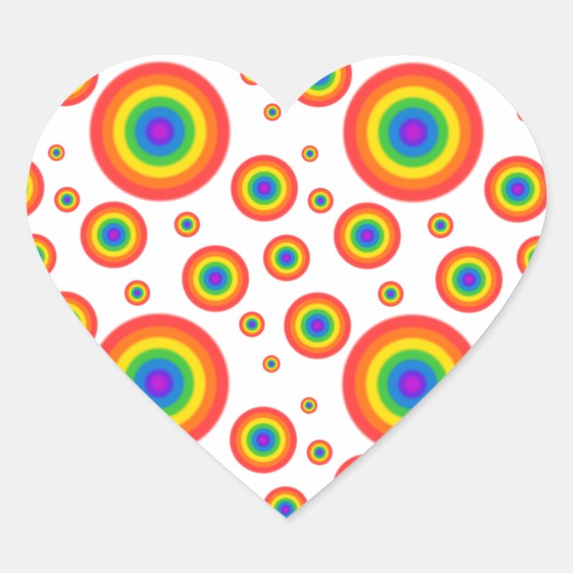 Rainbow Polka Dots Heart Sticker (Front)