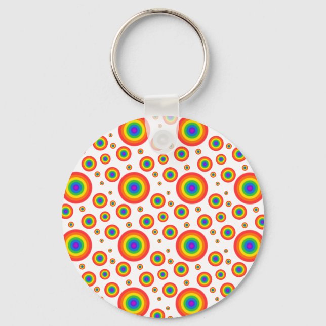 Rainbow Polka Dots Key Ring (Front)