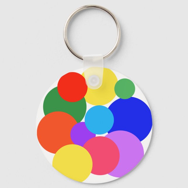 Rainbow Polka Dots  Key Ring (Front)