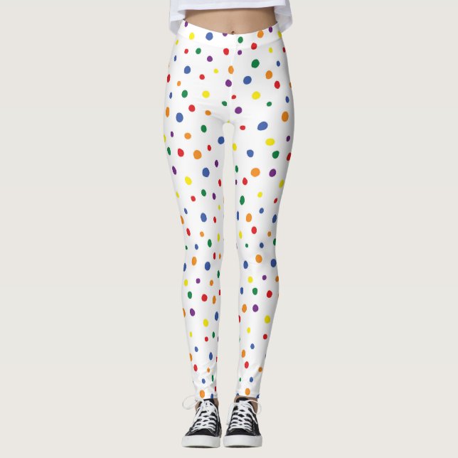 Rainbow Polka Dots Leggings (Front)