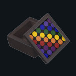 Rainbow Polka Dots on Black Gift Box<br><div class="desc">Rows of rainbow coloured polka dots cover a black background. The offset rows form diagonals of each colour: violet,  indigo,  blue,  green,  yellow,  orange,  and red.  

 

 Digitally created image. 
 Copyright © 2011 Claire E. Skinner. All rights reserved.</div>