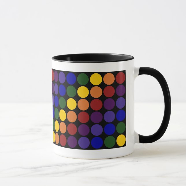 Rainbow Polka Dots on Black Mug (Right)