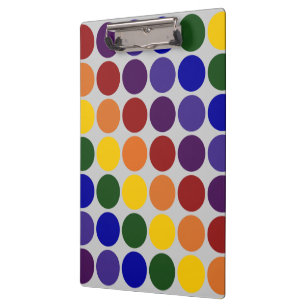 Rainbow Polka Dots on Grey Clipboard