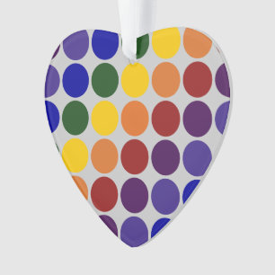 Rainbow Polka Dots on Grey Ornament