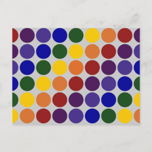 Rainbow Polka Dots on Grey Postcard