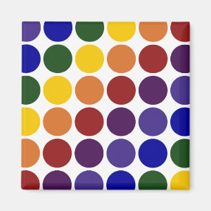 Rainbow Polka Dots on White Magnet