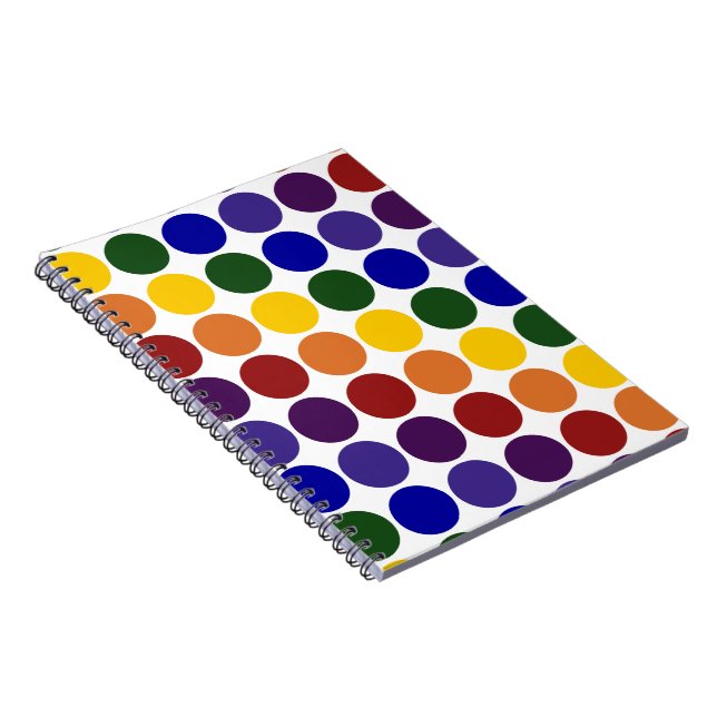 Rainbow Polka Dots on White Notebook (Right Side)