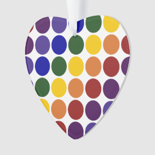 Rainbow Polka Dots on White Ornament