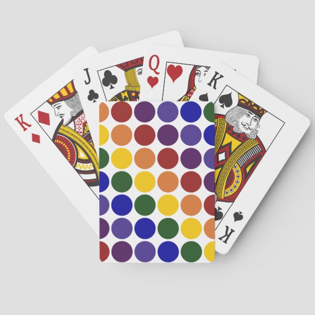 Rainbow Polka Dots on White Playing Cards (Back)