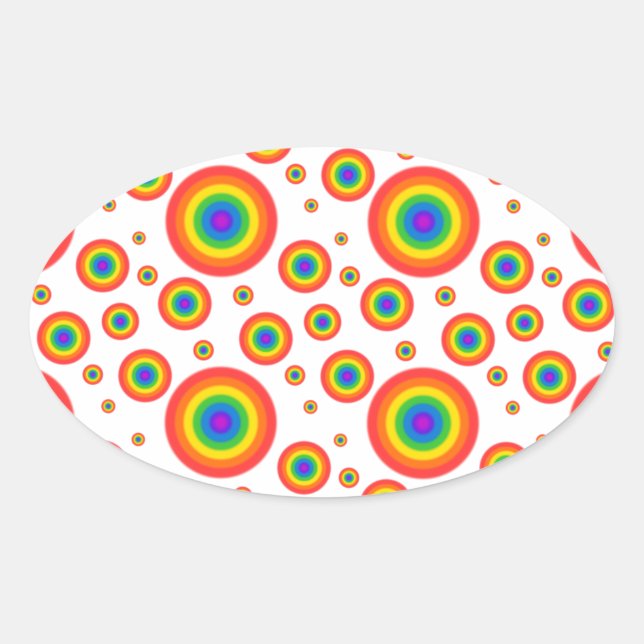Rainbow Polka Dots Oval Sticker (Front)