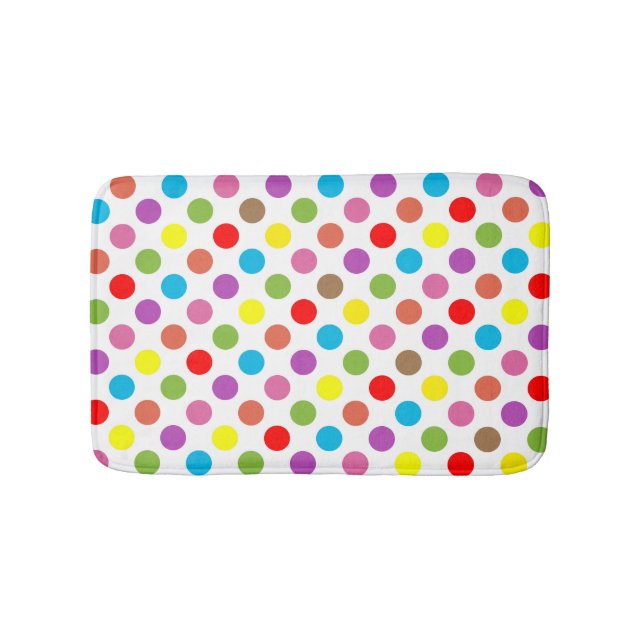 Rainbow polka dots pattern bath mat (Front)