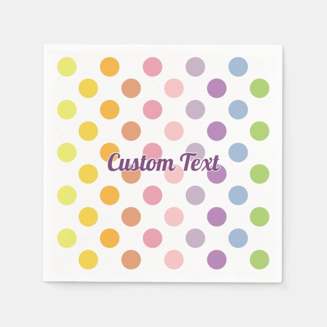 Rainbow Polka Dots Pattern Napkin (Front)