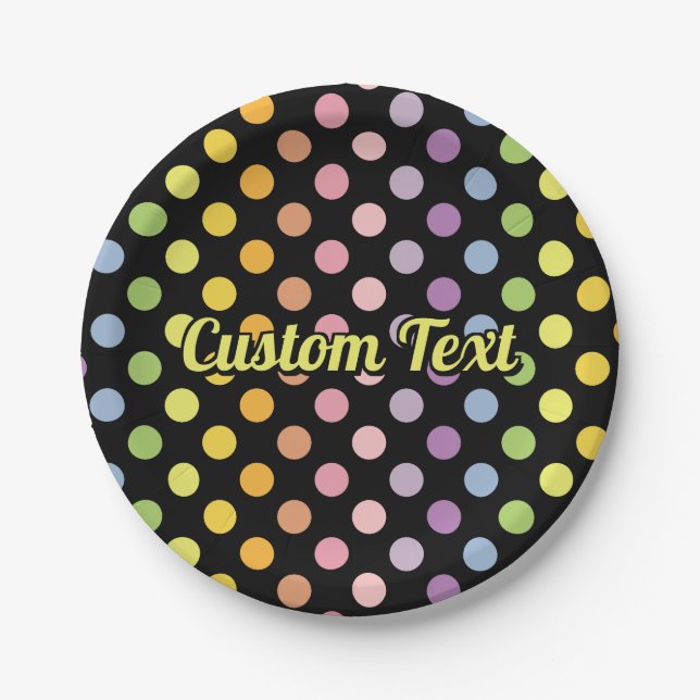 Rainbow Polka Dots Pattern Paper Plate (Front)
