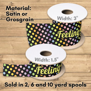 Rainbow Polka Dots Pattern Satin Ribbon