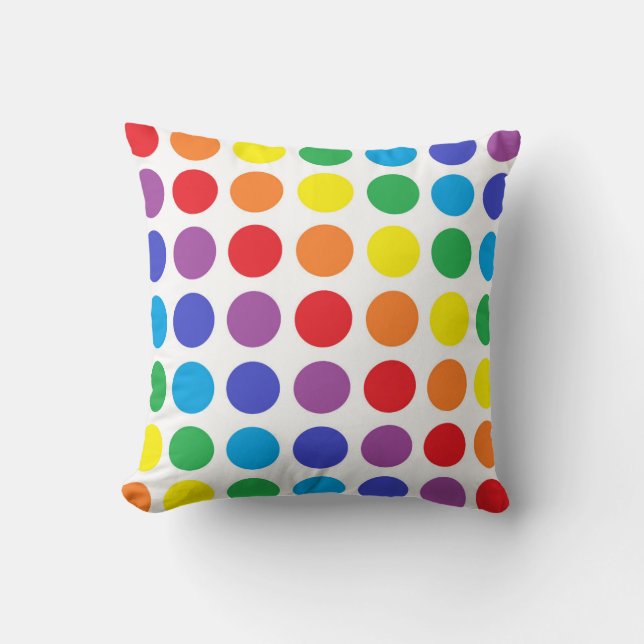 Rainbow Polka Dots Pillow (Front)