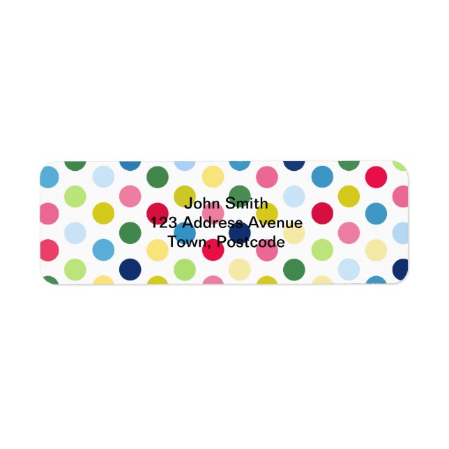 Rainbow polka dots return address label (Front)