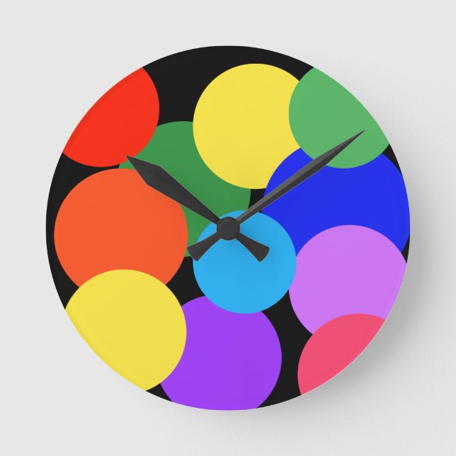 Rainbow Polka Dots  Round Clock (Front)