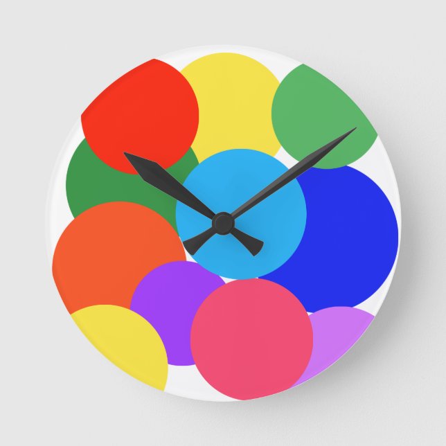 Rainbow Polka Dots   Round Clock (Front)