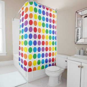 Rainbow Polka Dots Shower Curtain