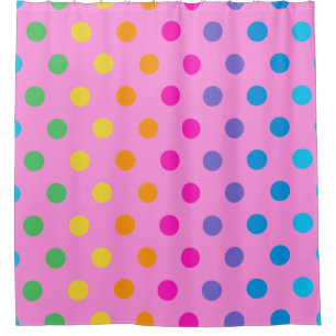 rainbow polka dots shower curtain