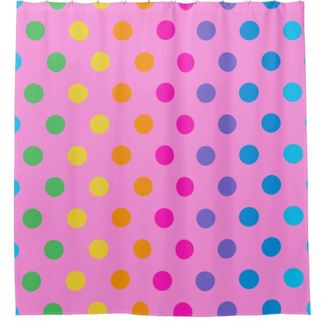 rainbow polka dots shower curtain (Front)