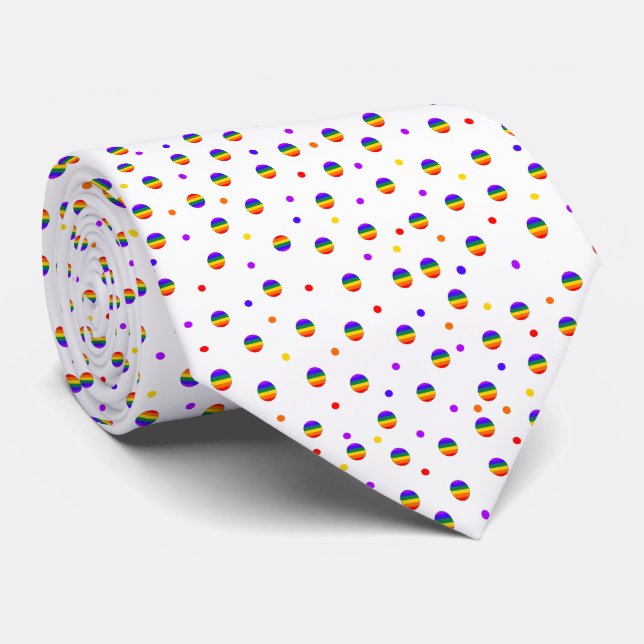 Rainbow Polka Dots Tie (Rolled)