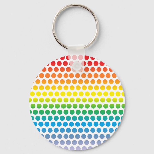 Rainbow Polka Dots White Key Ring (Front)