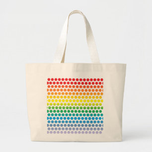 Rainbow Polka Dots White Large Tote Bag