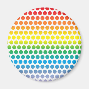 Rainbow Polka Dots White Magnet