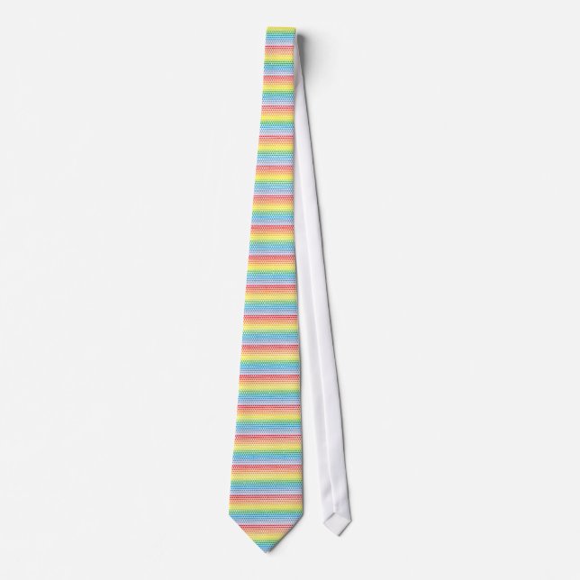 Rainbow Polka Dots White Tie (Front)