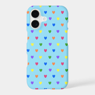 Rainbow polka hearts on baby blue
