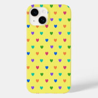 Rainbow polka hearts on yellow