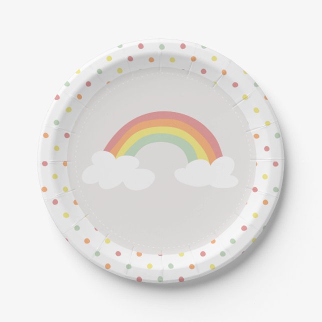 Rainbow polkadot Disposable Party Paper Plate (Front)