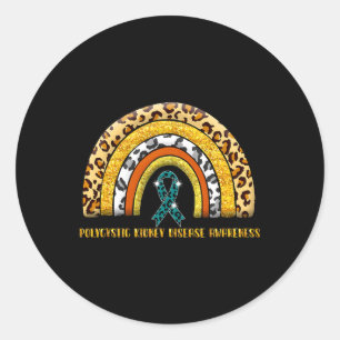 Rainbow Polycystic Kidney Disease Warrior Classic Round Sticker