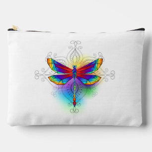 Rainbow Polygonal Dragonfly Accessory Pouch