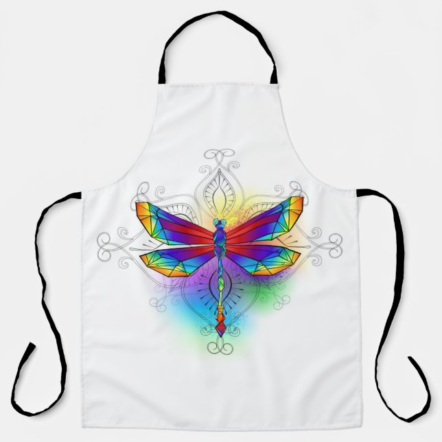 Rainbow Polygonal Dragonfly Apron (Front)