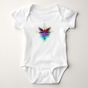 Rainbow Polygonal Dragonfly Baby Bodysuit