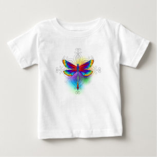Rainbow Polygonal Dragonfly Baby T-Shirt