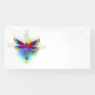 Rainbow Polygonal Dragonfly Banner