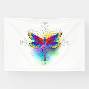 Rainbow Polygonal Dragonfly Banner