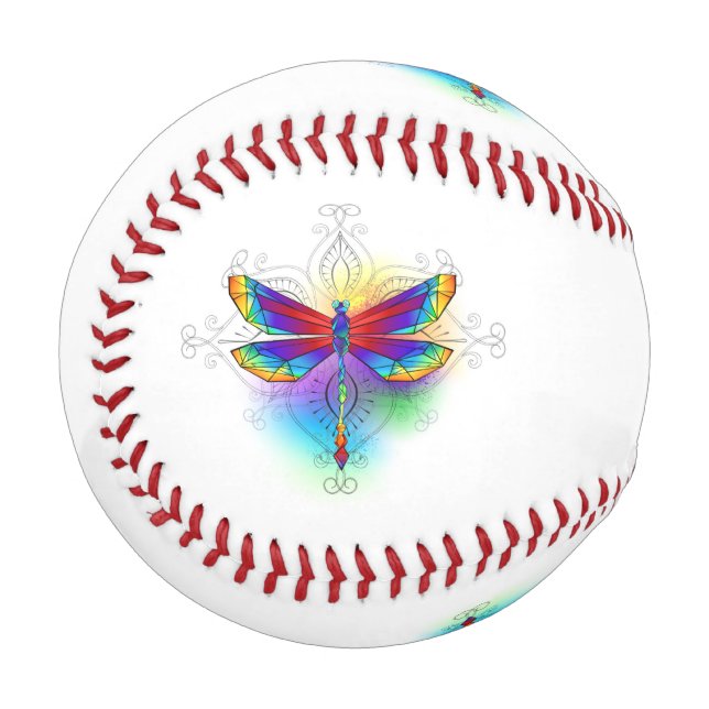 Rainbow Polygonal Dragonfly Baseball (Front Left)