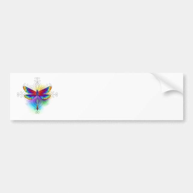 Rainbow Polygonal Dragonfly Bumper Sticker (Front)